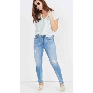 Madewell Skinny Skinny Jeans 28 Distressed Cotton Indigo Dye Destructed-Hem